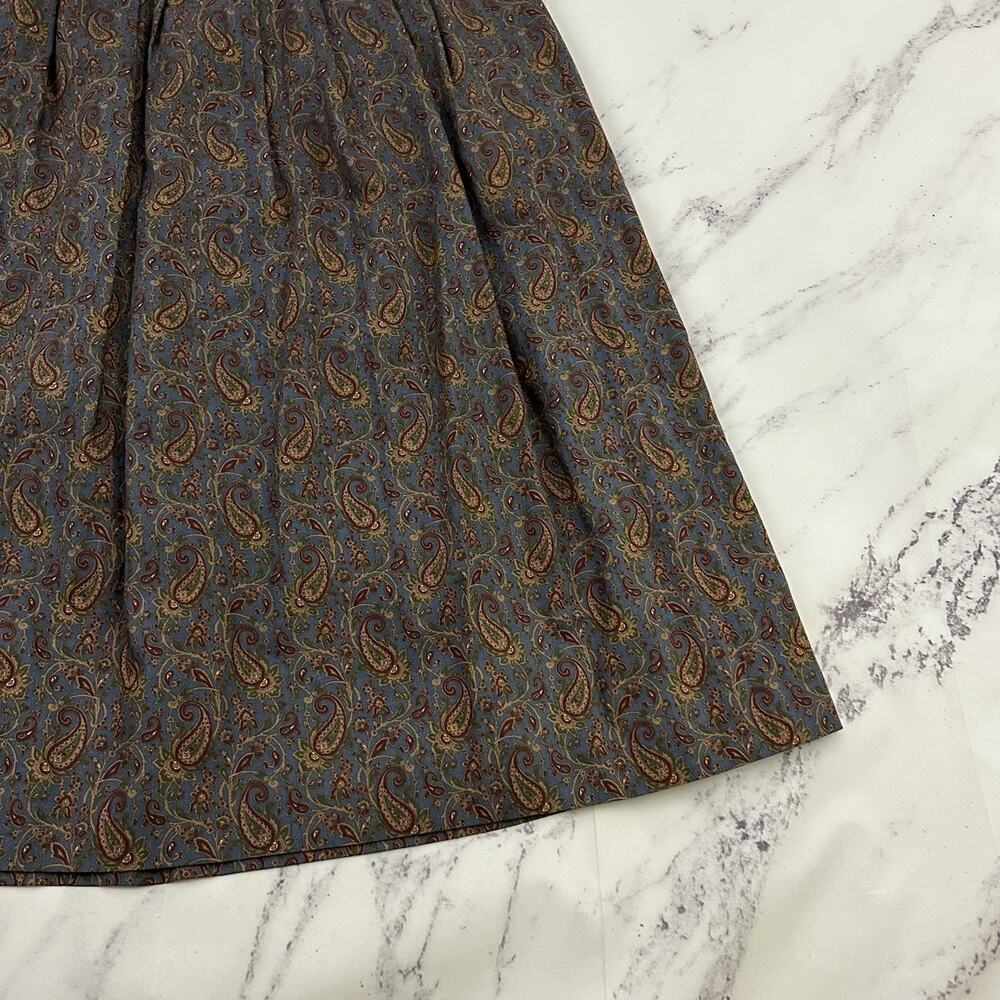 Patrick James Womens Vintage 80s Pleated Midi Skirt Size 14 Blue Red Paisley - Picture 10 of 11